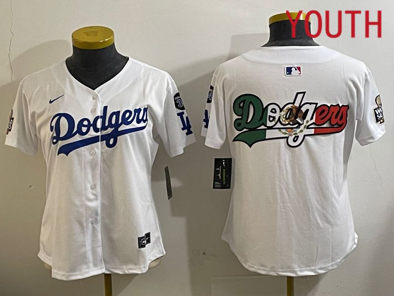 Youth Los Angeles Dodgers Blank White Game 2024 Nike MLB Jersey style 112122